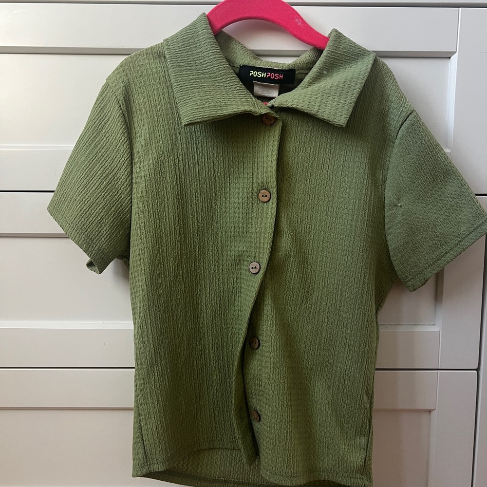 Women's Green Button Down Shirt